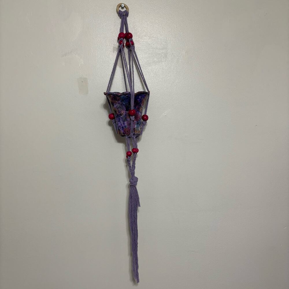 Handmade Purple Floral Planter Macrame Hanger